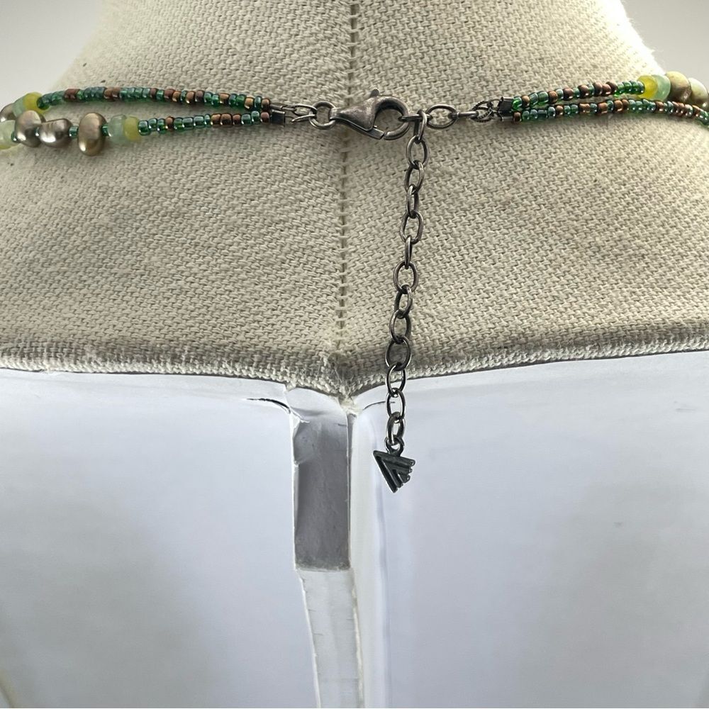 Silpada 3 Layer Sterling Silver Chain Seed Bead Green Pearl Necklace Statement - Picture 7 of 9